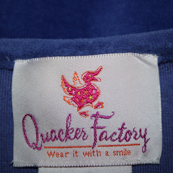 Quacker Factory Sz L Royal Blue Sequin Velour 3/4 Sleeve Cotton Poly Sweater