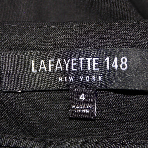Lafayette 148 Stanton Sz 4 x 27 Black Side Zip Virgin Wool Elastane Pant