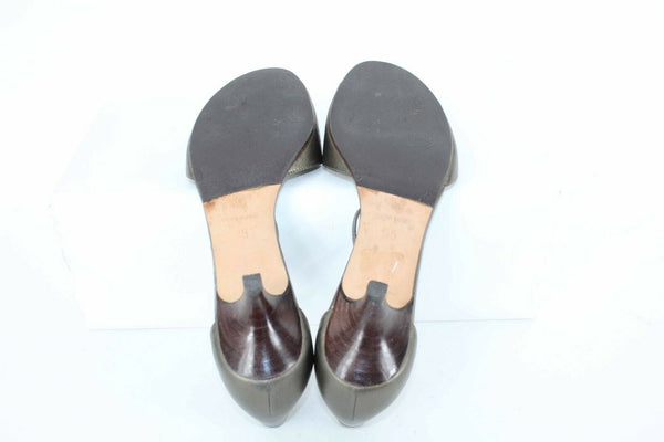 Philosophy Di Alberta Ferretti Sz 35 Olive Kitten Heel Strappy Leather Shoe