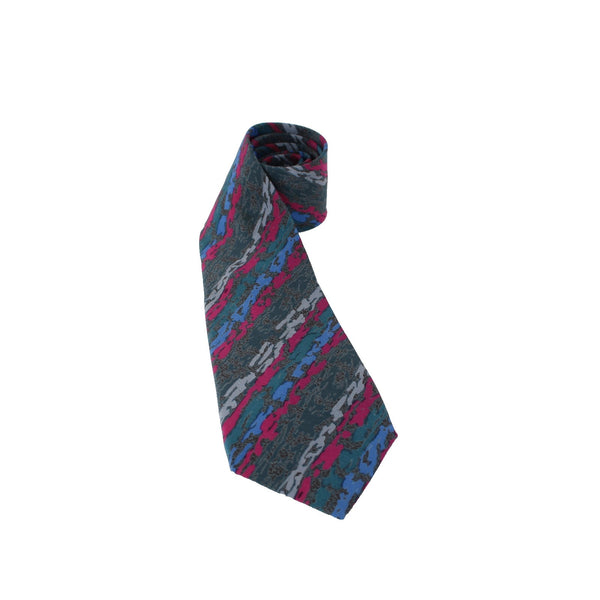 Missoni Tie 58" x  3" Charcoal Gray Magenta Pink Royal Blue Teal 100% Silk Tie