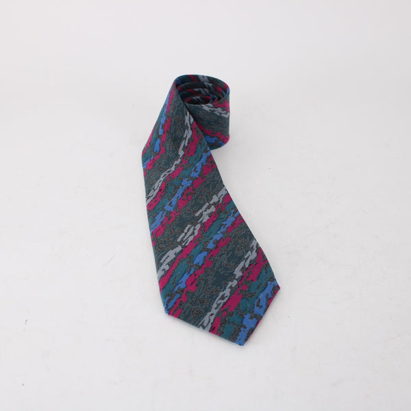 Missoni Tie 58" x  3" Charcoal Gray Magenta Pink Royal Blue Teal 100% Silk Tie