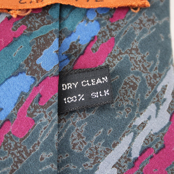 Missoni Tie 58" x  3" Charcoal Gray Magenta Pink Royal Blue Teal 100% Silk Tie