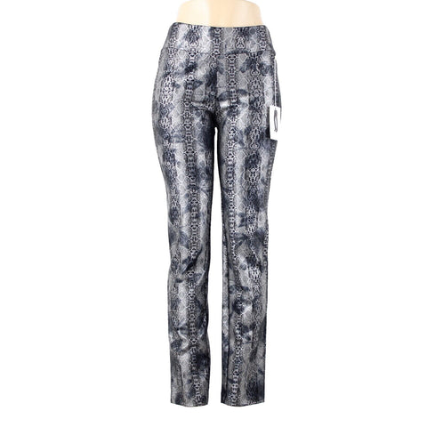 Lena Gabrielle NEW Sz 4 x 31 Black Silver Blue Reptile Print Metallic Rayon Pant