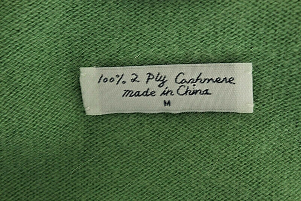 R Derwin Litchfield Sz M Celadon Green V Neck 100% 2 Ply Cashmere Sweater
