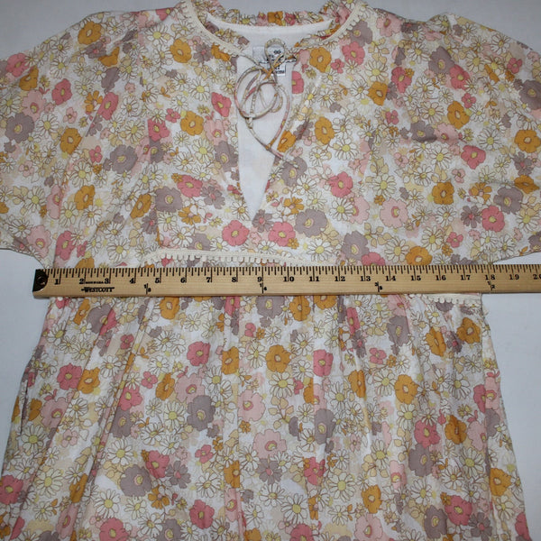 We Are Kindred Dress Sz 4 Cream Pink Multi Colored Pockets 100% Cotton Dress