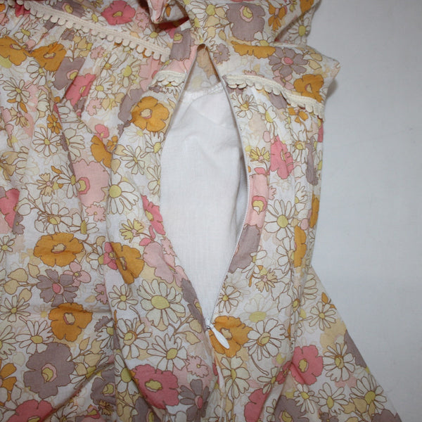 We Are Kindred Dress Sz 4 Cream Pink Multi Colored Pockets 100% Cotton Dress