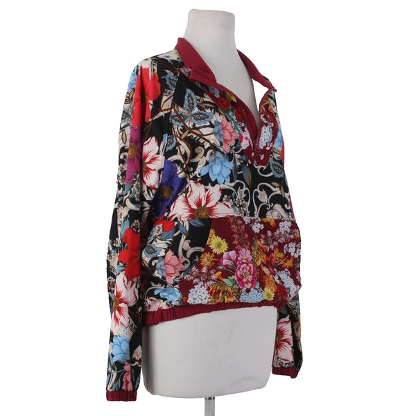 Johnny Was Active Jacket Sz L Burgundy Multicolor Floral Recycled Poly AW Jacket