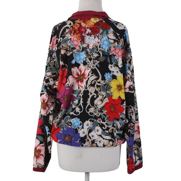Johnny Was Active Jacket Sz L Burgundy Multicolor Floral Recycled Poly AW Jacket