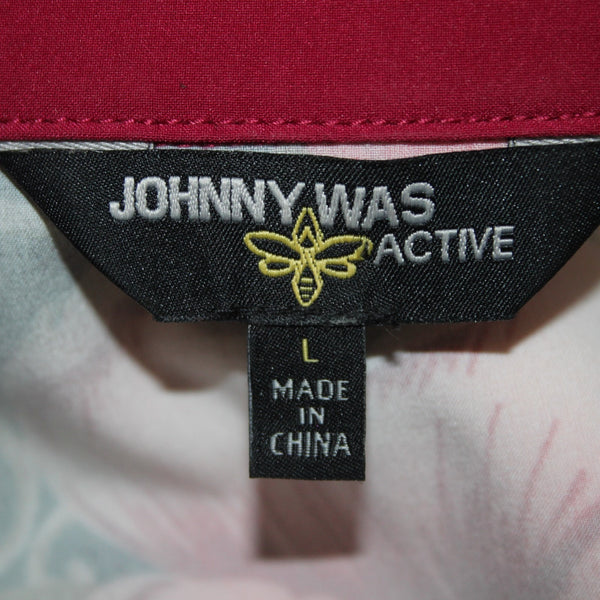 Johnny Was Active Jacket Sz L Burgundy Multicolor Floral Recycled Poly AW Jacket