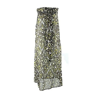 Milly Cabana Sz 8 Brown Lime Cream Strapless Belted 100% Cotton Maxi Dress
