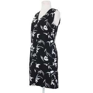 Banana Republic Sz 4 Black White Floral Pockets Lined 100% Polyester Dress