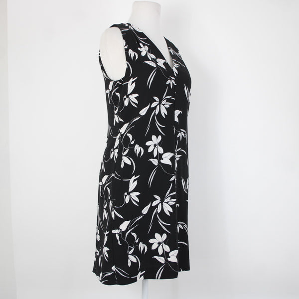 Banana Republic Sz 4 Black White Floral Pockets Lined 100% Polyester Dress