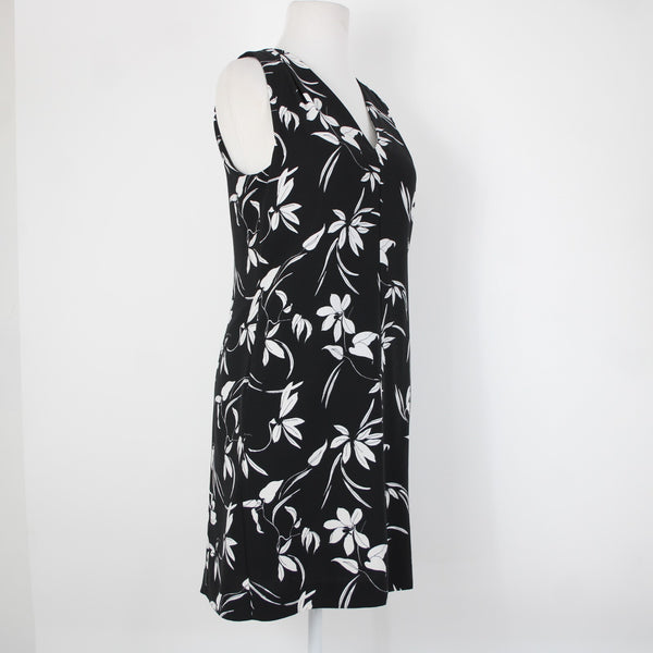Banana Republic Sz 4 Black White Floral Pockets Lined 100% Polyester Dress