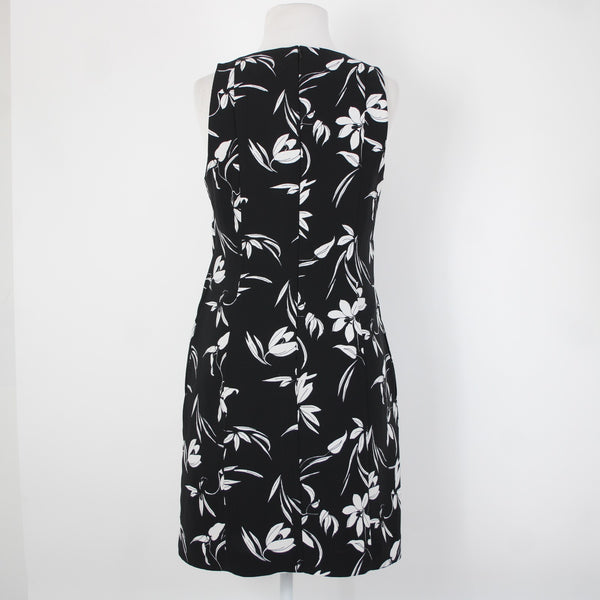 Banana Republic Sz 4 Black White Floral Pockets Lined 100% Polyester Dress