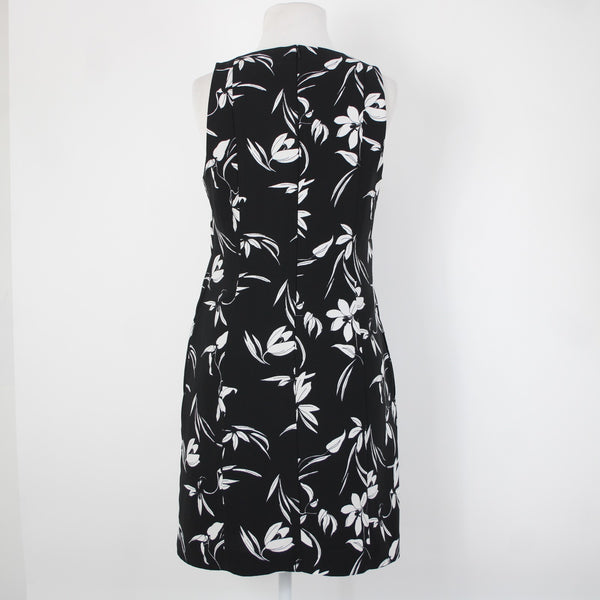 Banana Republic Sz 4 Black White Floral Pockets Lined 100% Polyester Dress