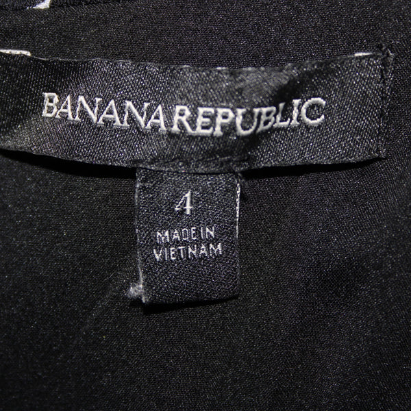 Banana Republic Sz 4 Black White Floral Pockets Lined 100% Polyester Dress