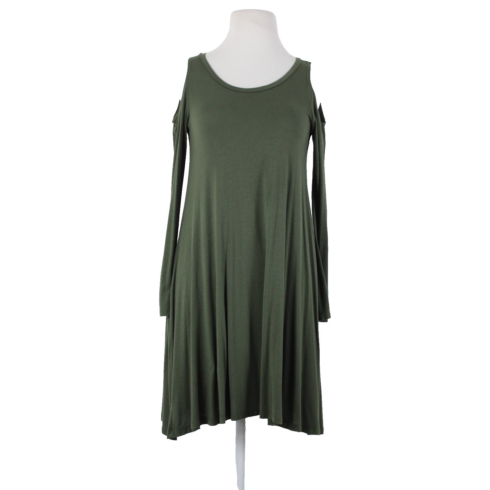 The Vanity Room Sz XS Green Cold Shoulder Unlined Asymmetrical Rayon Dress