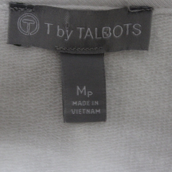 T by Talbots Sz Mp White Aqua Navy Blue Ombre Cotton Blend Sweat Shirt Sweater