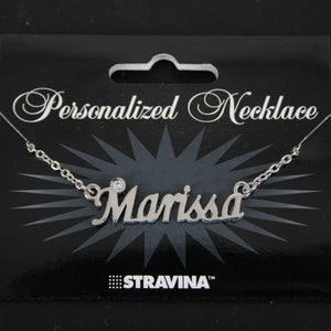 MARISSA Name Silvertone Rhinestone 14.5" w 4.5" Multi Ring Ext Necklace 1