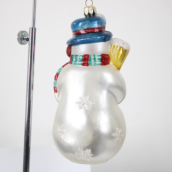 Snowman With Broom 7.5" Glass Christmas Holiday Winter Tree Ornament