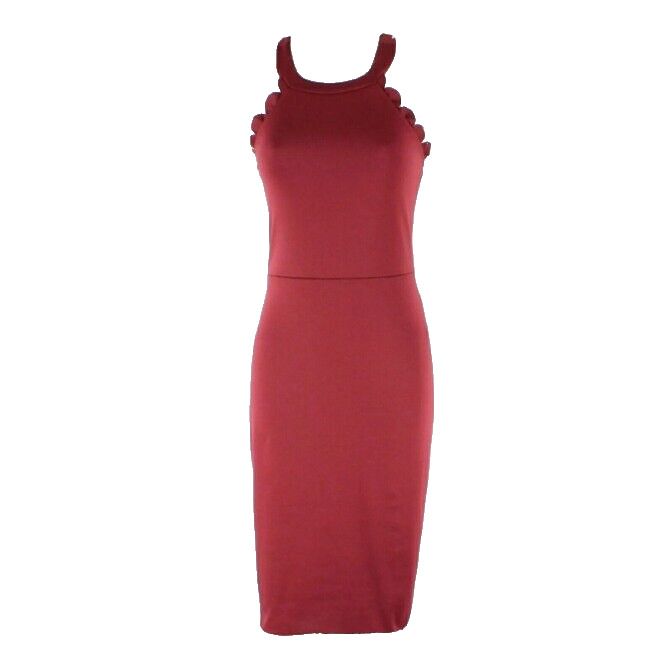 The Vanity Room Sz M Burgundy Scallop Trim Rayon Polyester Spandex Dress