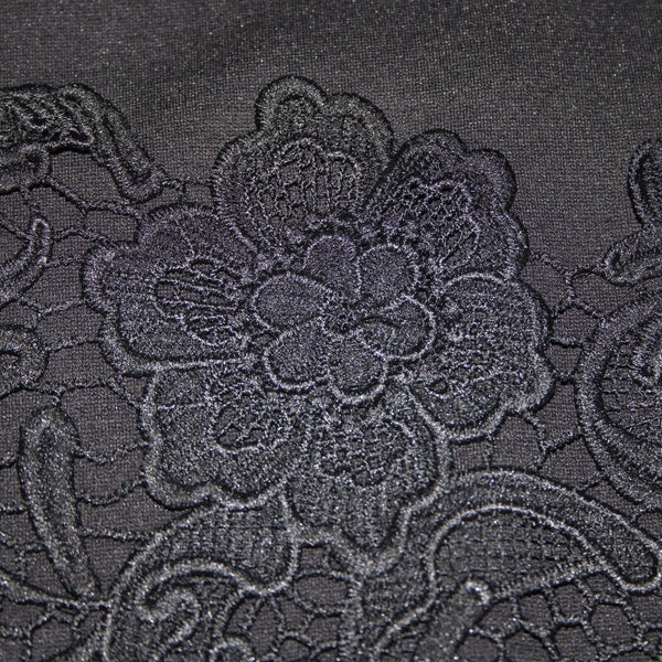 Haute Monde Sz L Black Lace Elastic Waist Rayon Nylon Spandex Skirt