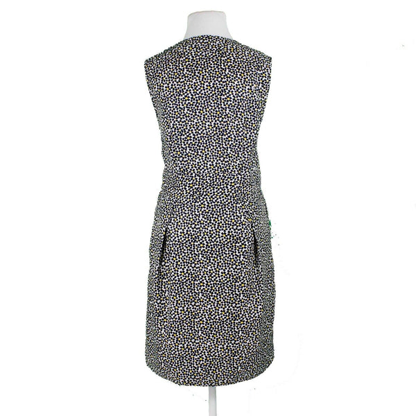 Karen Walker Hi There Sz 12 Blue Multi Pockets Pleated Lined V Neck Poly Dress