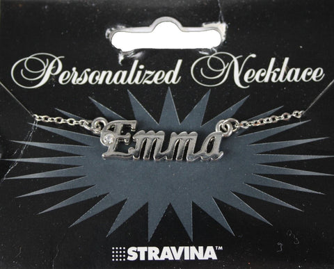 EMMA Name NEW Silvertone Rhinestone 14.5" w 4.5" Multi Ring Extender Necklace