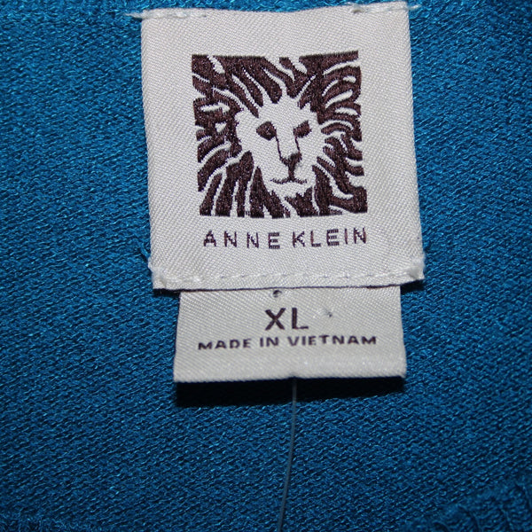 Anne Klein NEW $89 Sz XL Peacock Blue Silver Buttons Viscose Cardigan Sweater
