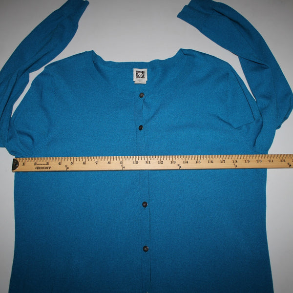 Anne Klein NEW $89 Sz XL Peacock Blue Silver Buttons Viscose Cardigan Sweater