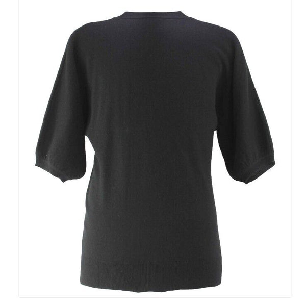 Talbots Sz S Black Viscose Nylon Cotton Lambswool Angora Cashmere Cardigan