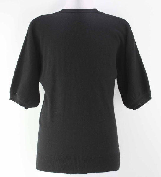 Talbots Sz S Black Viscose Nylon Cotton Lambswool Angora Cashmere Cardigan