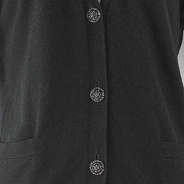 Talbots Sz S Black Viscose Nylon Cotton Lambswool Angora Cashmere Cardigan