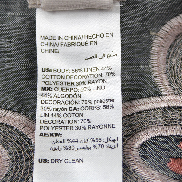 Chicos NEW $199 Sz S M Gray Pink Novelty Kimono Scalloped Hem Linen Poly Jacket