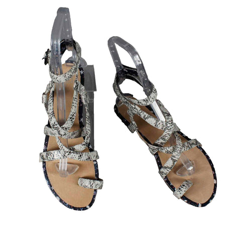 Cabi NEW Sz 7 Tan Reptile Strappy Galidator Leather Sandals