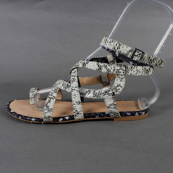 Cabi NEW Sz 7 Tan Reptile Strappy Galidator Leather Sandals