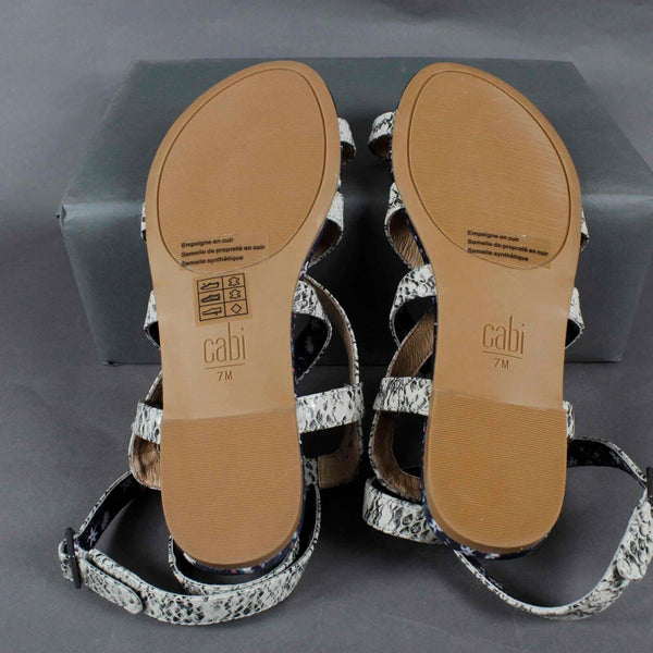 Cabi NEW Sz 7 Tan Reptile Strappy Galidator Leather Sandals