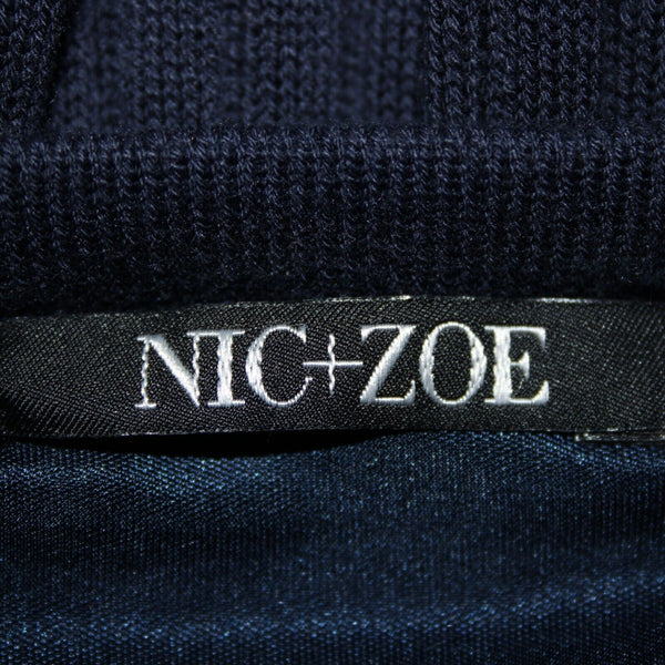 Nic Zoe Sz S Navy Blue Eyelets Lined Elastic Waist Cotton Modal Polyester Skirt