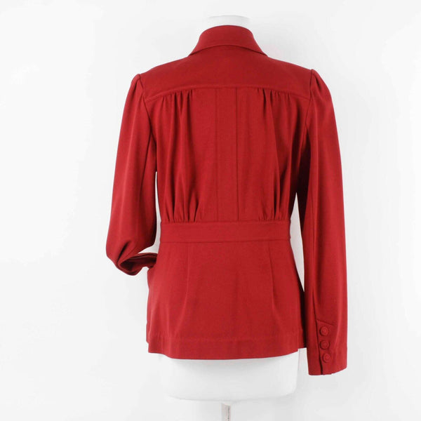 Cabi Sz S Red Collared Buttons Pockets Shoulder Pad Rayon Nylon Jacket