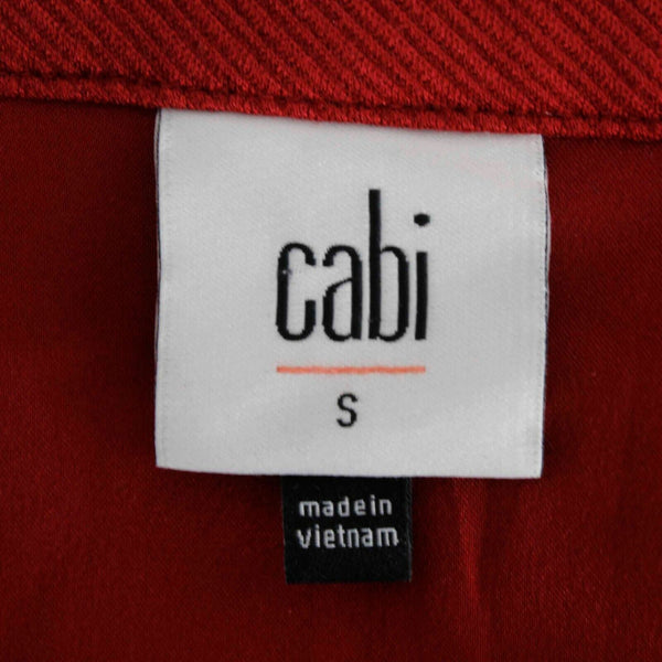 Cabi Sz S Red Collared Buttons Pockets Shoulder Pad Rayon Nylon Jacket