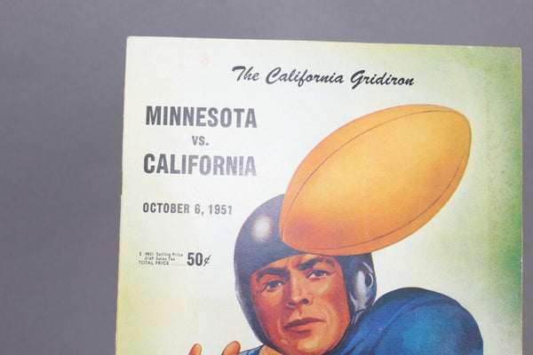 The California Gridiron Minnesota Vs California 1951 Program Book