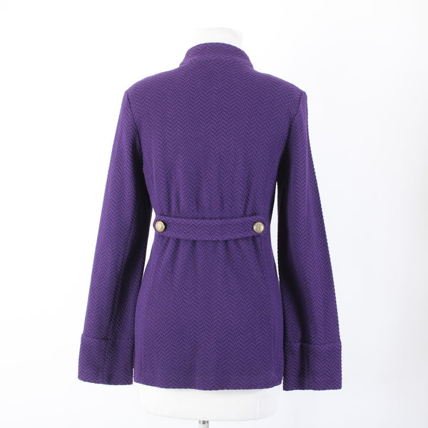 Joan Rivers Sz S Purple Gold Hardware Faux Pockets Cotton Polyester Jacket