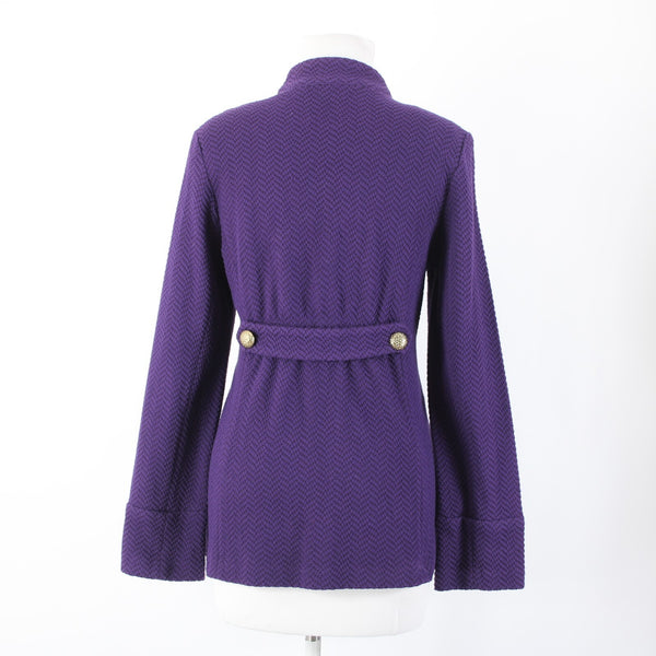 Joan Rivers Sz S Purple Gold Hardware Faux Pockets Cotton Polyester Jacket