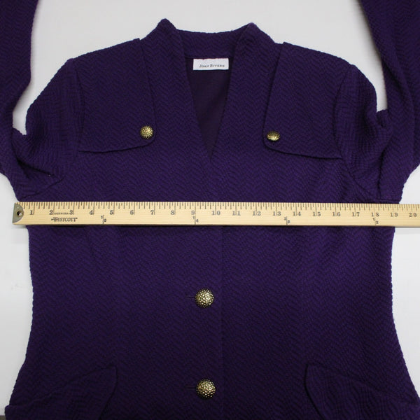 Joan Rivers Sz S Purple Gold Hardware Faux Pockets Cotton Polyester Jacket