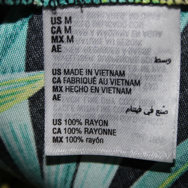 Bar III NEW Samba City Sz M Green Black Yellow 100% Rayon Wrap Sweater Cardigan