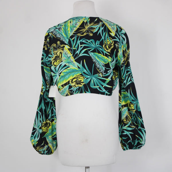 Bar III NEW Samba City Sz M Green Black Yellow 100% Rayon Wrap Sweater Cardigan
