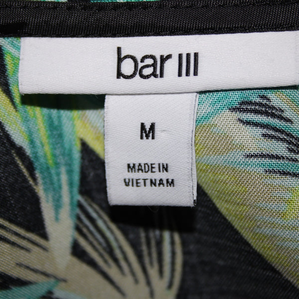 Bar III NEW Samba City Sz M Green Black Yellow 100% Rayon Wrap Sweater Cardigan