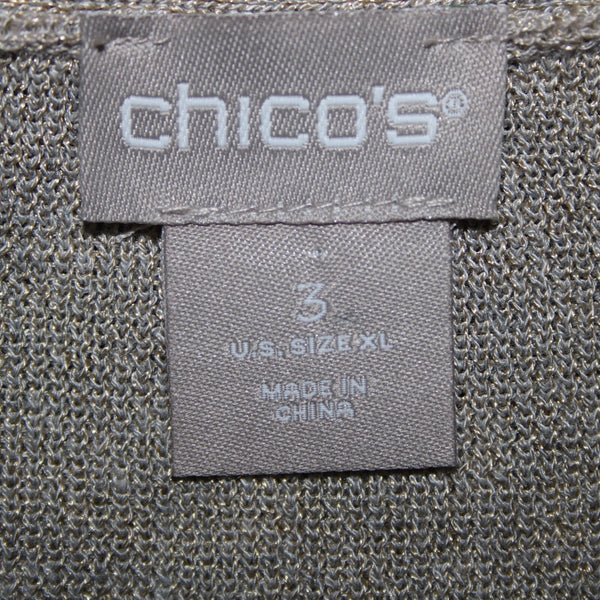 Chicos NEW $60 Sz 3 Black Tan Multi Color Striped Rayon Polyester Tank Top