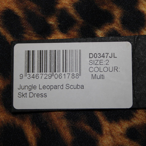 Nicholas NEW Sz 2 Brown Black Jungle Leopard Scuba Polyester Spandex Dress
