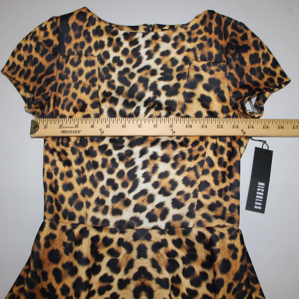 Nicholas NEW Sz 2 Brown Black Jungle Leopard Scuba Polyester Spandex Dress